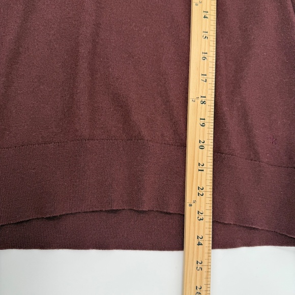 Calvin Klein Sweater Women XL Burgundy V Neck Collar Wool Blend Pullover Knit - Picture 11 of 12